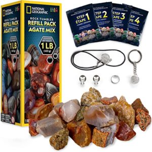 HDongany 4 lbs Rock Tumbler Grit Media Kit, Rock Tumbling 5 in 1 Set- inculde 3 lbs 4 Step Polishing Grits Media + 1 lbs Ceramic Pellets Filler Media, Rock