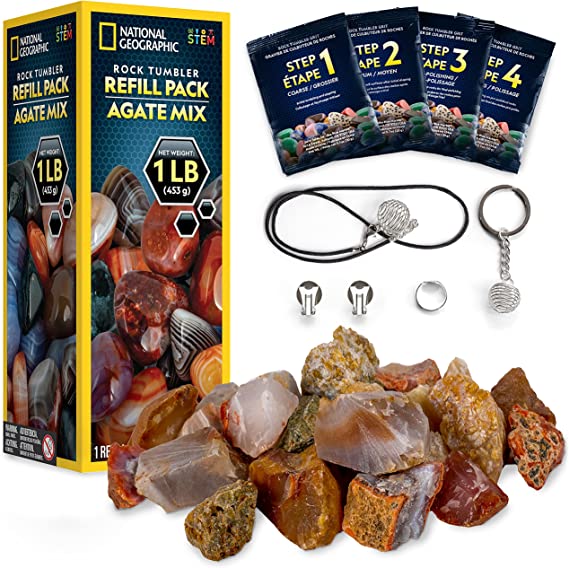 NATIONAL GEOGRAPHIC Agate Mix Rock Tumbler Refill Pack