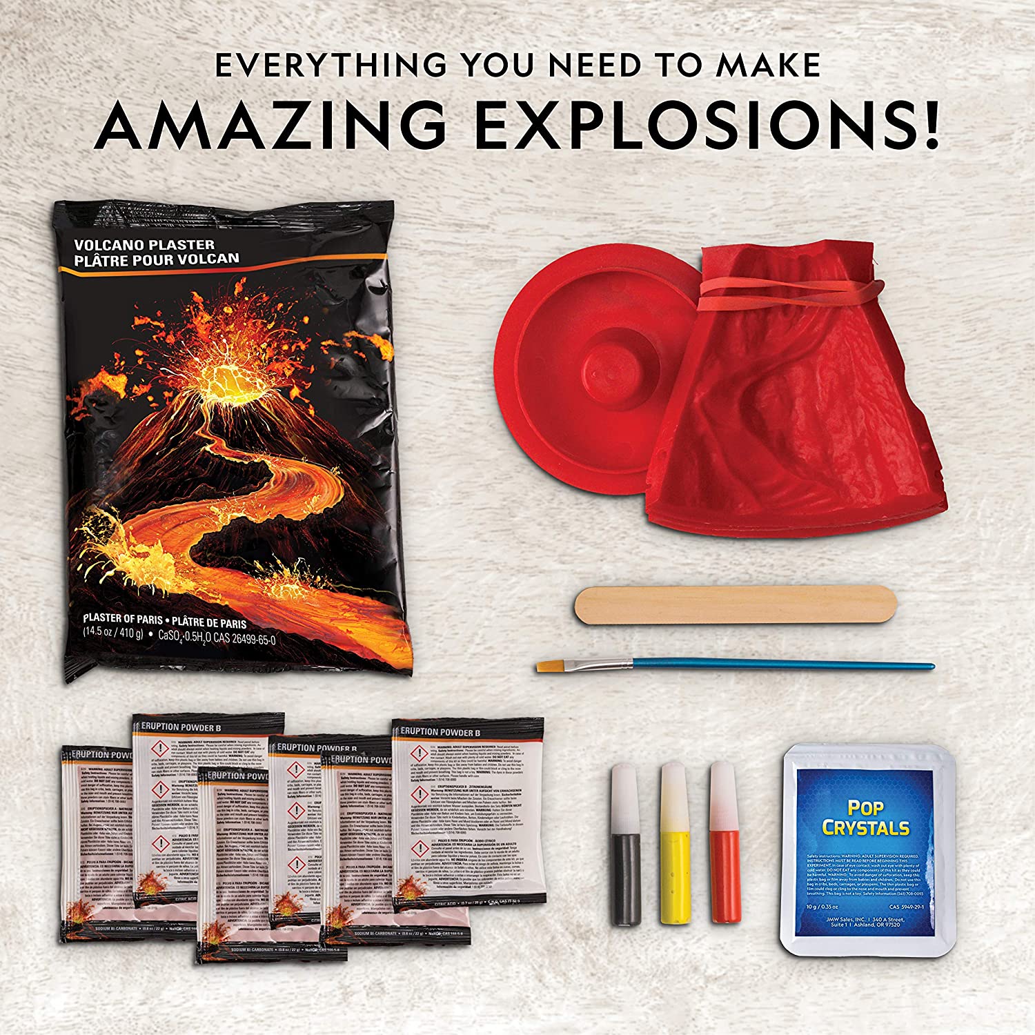 National Geographic Jumbo Volcano Science Kit - Build & Erupt An 18 Giant Volcano, Multiple Eruption Science Experiments, Educational Science Kits, S