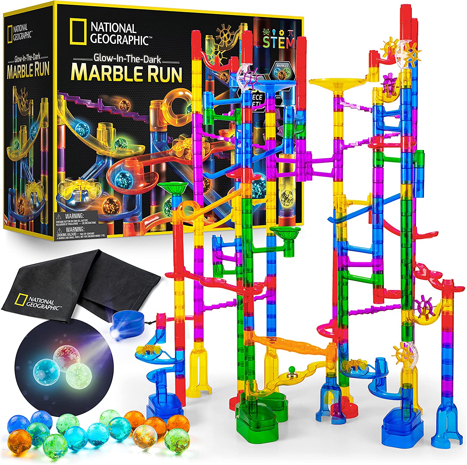 100 PCS Marble Run Toy,Marble Runs STEM Educational Learning Toy,  Construction