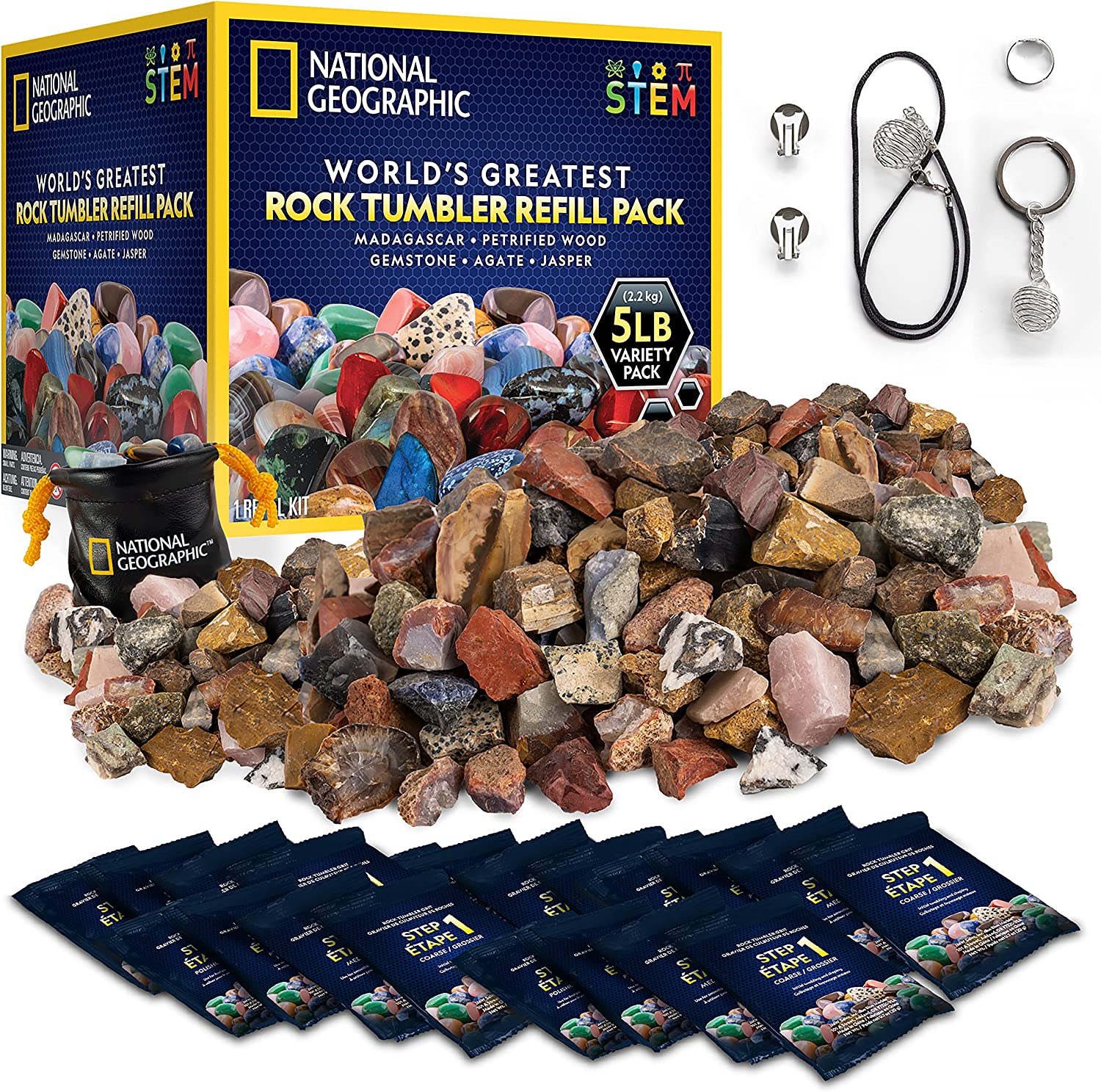 10 lbs Large Weight 4 Step Rock Tumbler Grit Kit, Tumbling Media Refill - Coarse/Medium/Pre-Polished/Final Polish Grit Works with Any Rock Tumbler