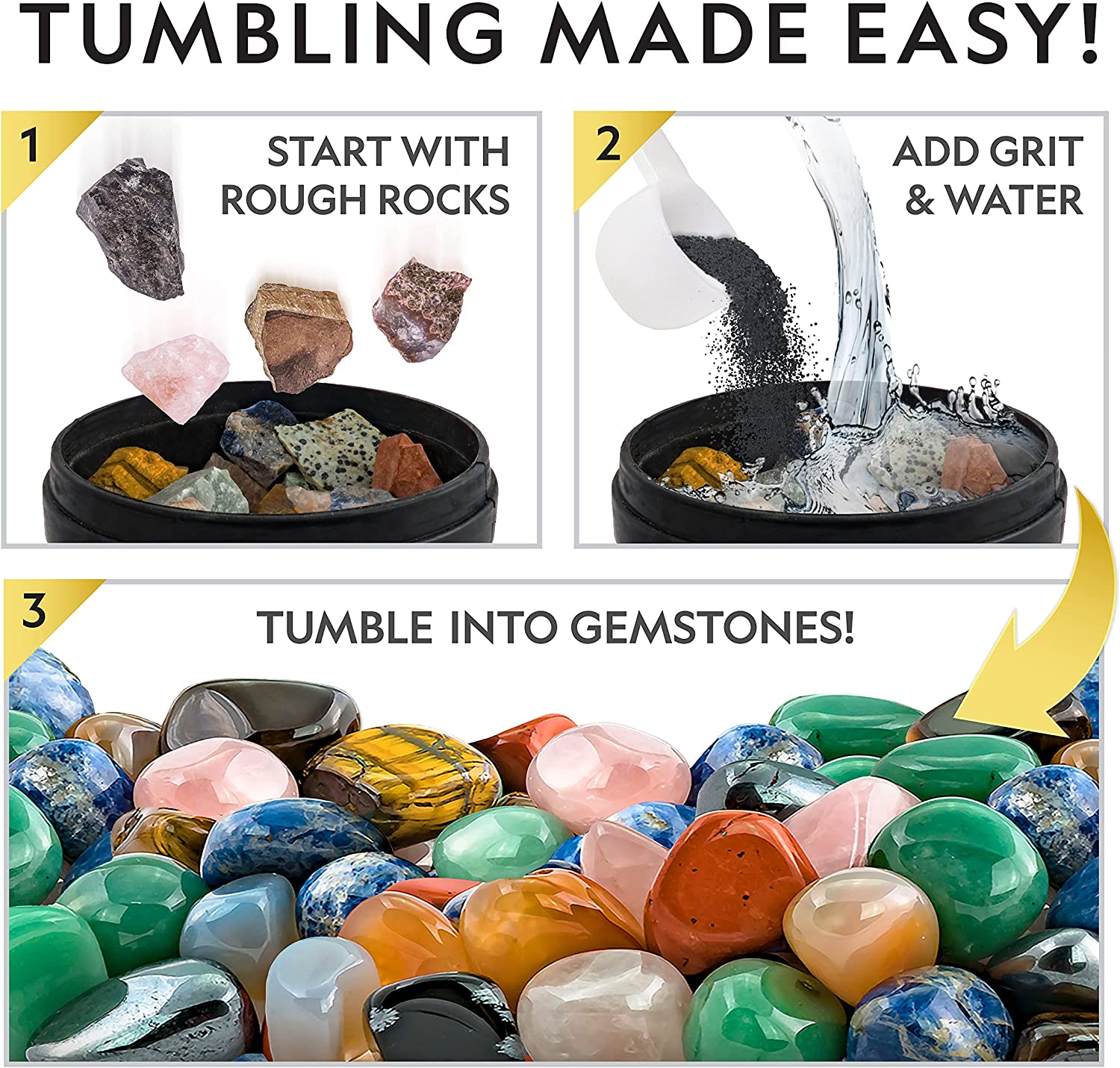 NATIONAL GEOGRAPHIC Professional Rock Tumbler Kit– Extra Large Barrel