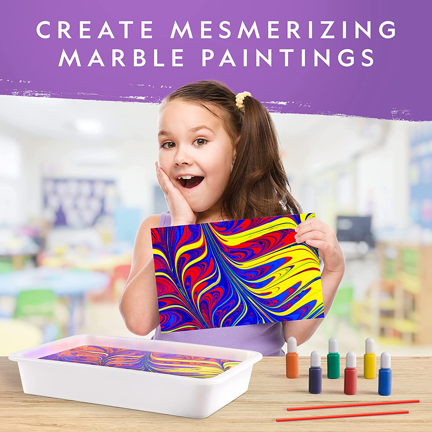  Marble Painting Kit - Kids Art, Water Marbling Paint