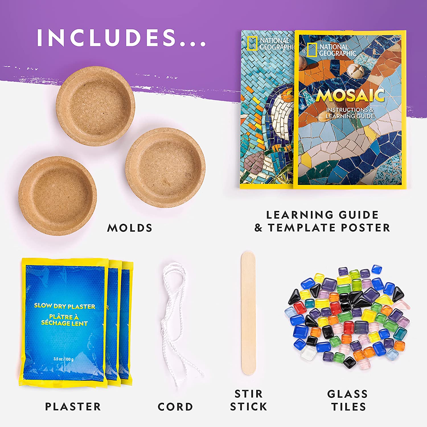 NATIONAL GEOGRAPHIC Mega Arts and Crafts Kit for Kids – Mosaic Kit,  Marbling Paint Kit & Air Dry Clay Pottery Kit – Art Projects for Kids Ages  8-12
