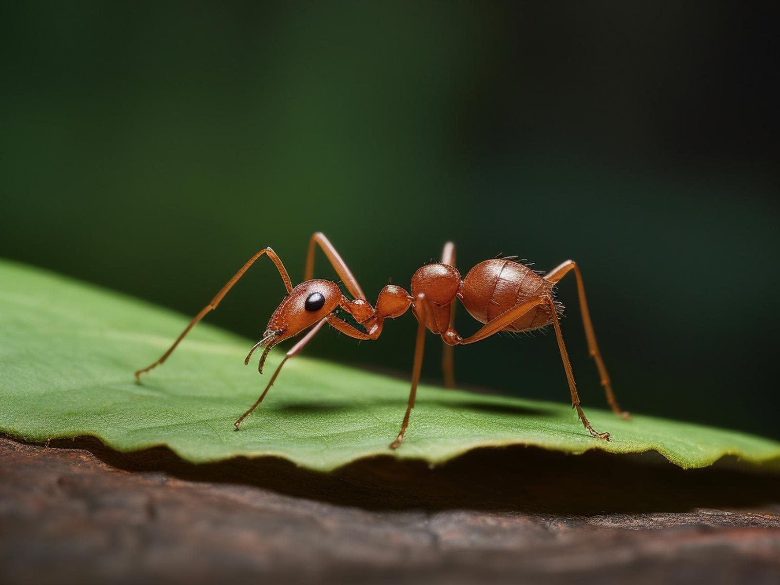 Ant standing on leaf