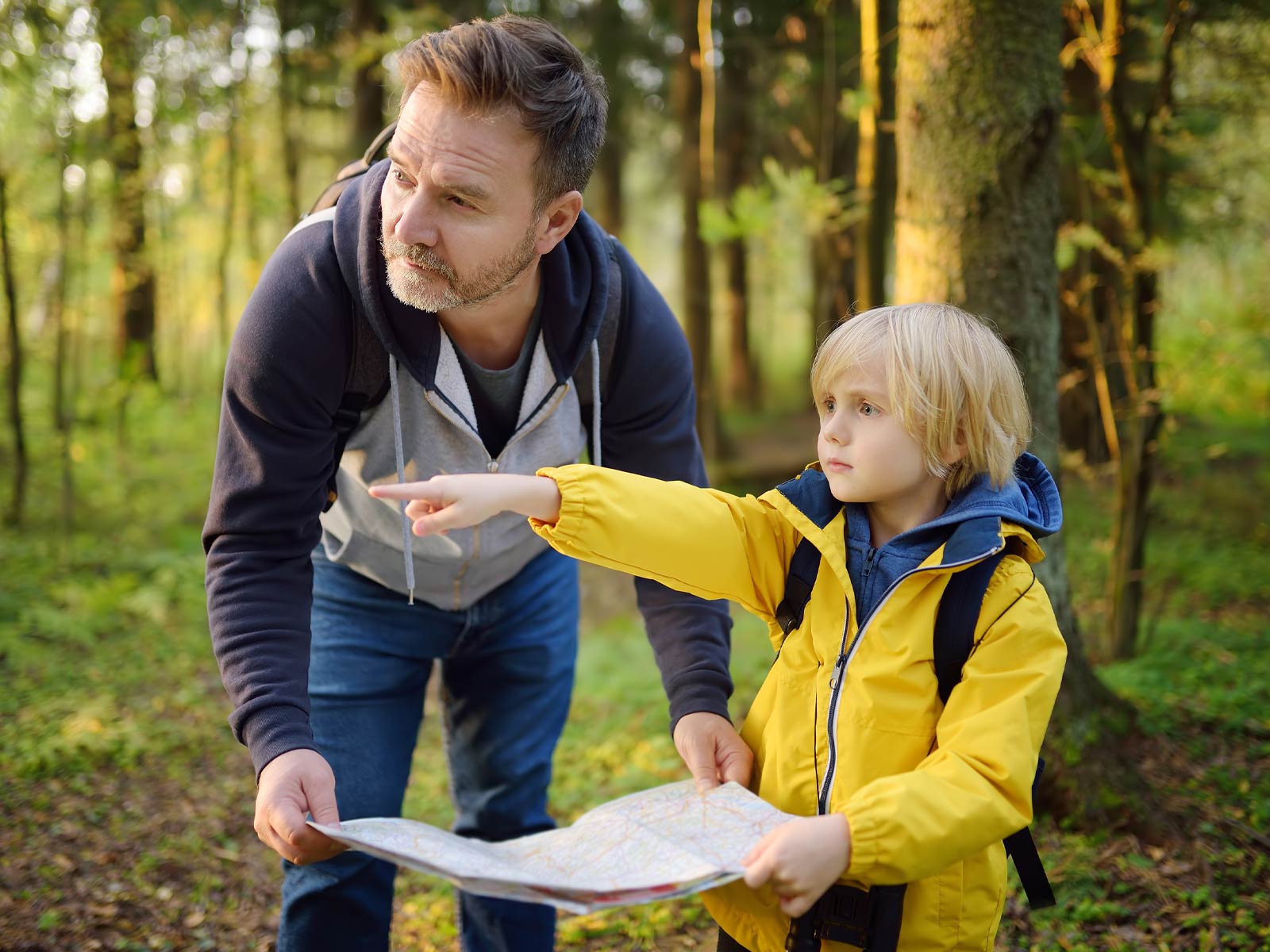 Parent and child exploring