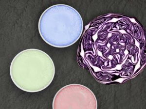 Red cabbage and cups