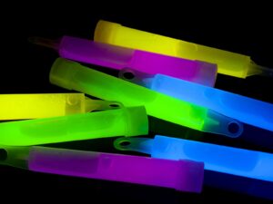Glow sticks of many colors on table