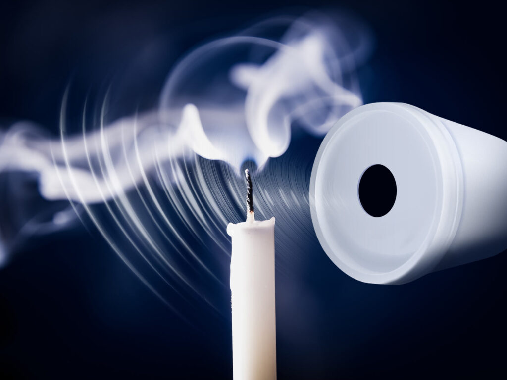 Candle being snuffed with sound