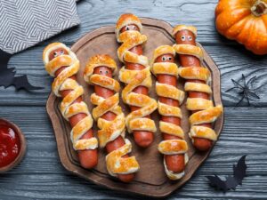 Hot dogs wrapped in dough like mummies